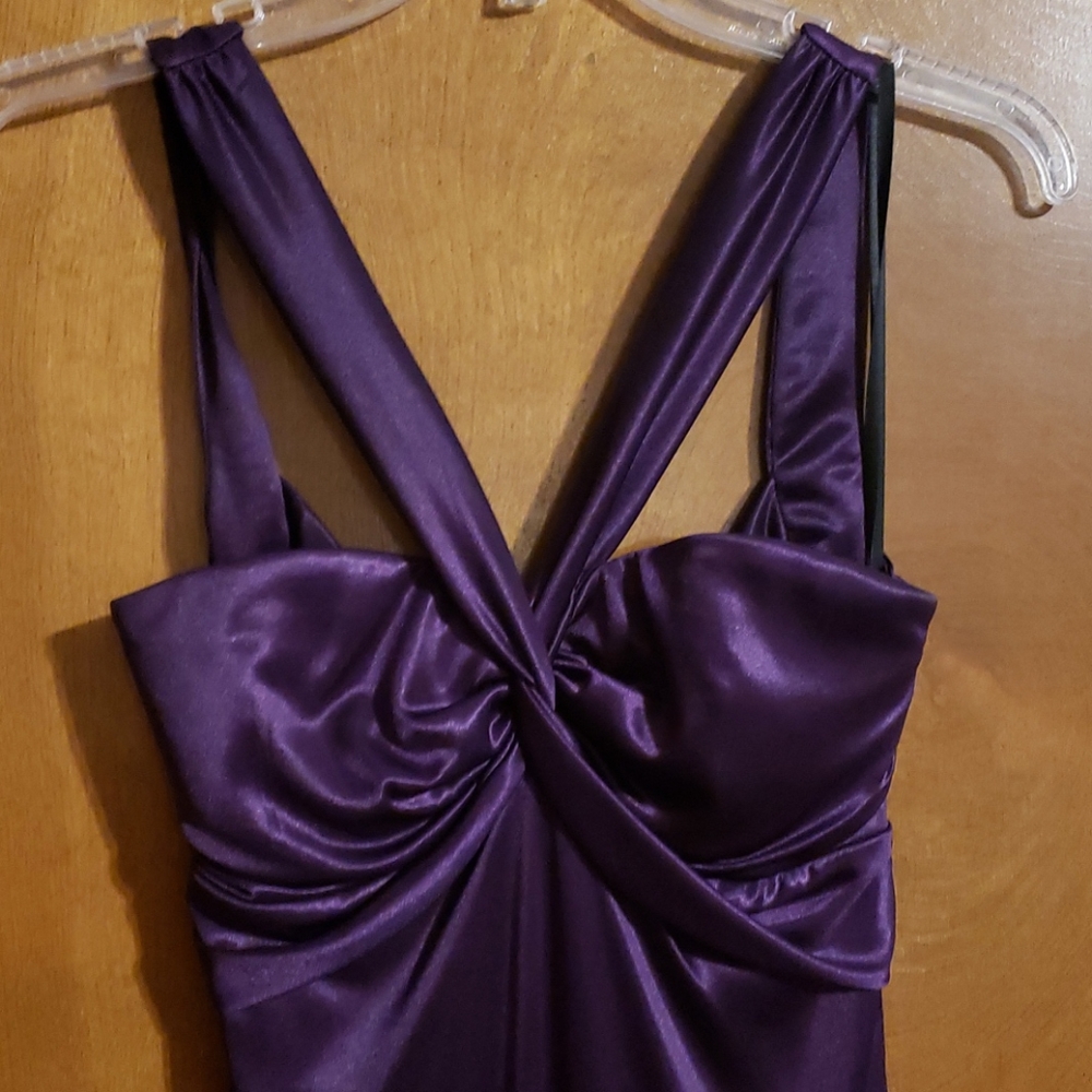 Long satin dress purple size 7 - Picture 2 of 8